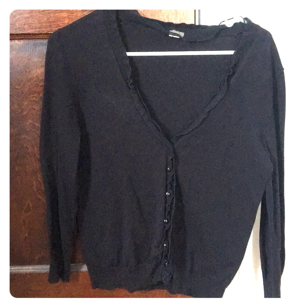 J.Crew Black ruffle cardigan - Size M